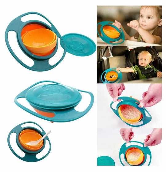 Rotatable 360° Baby Feeding Bowl - Non Spill Universal Gyro Bowl Dish